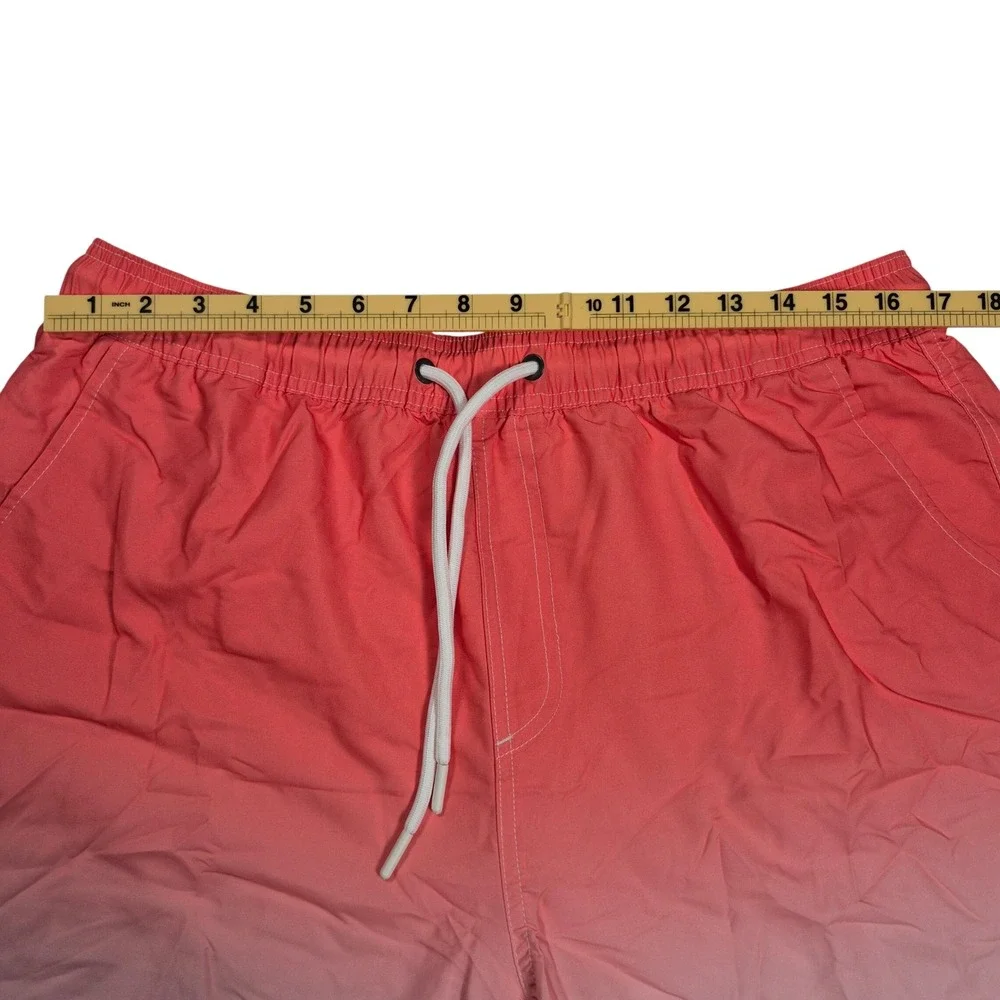 Mens Coral Pink Ombre Swim Trunks XL Beach‎ Board Shorts Vacation Pool